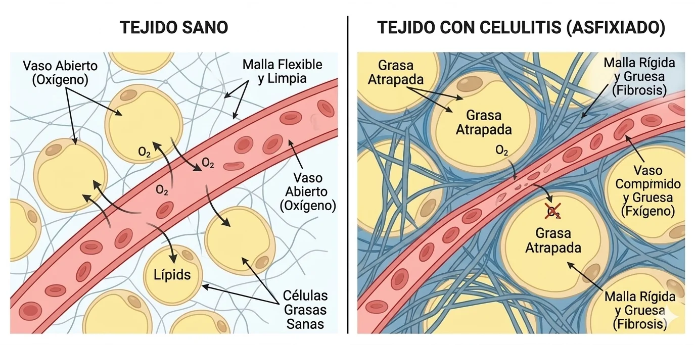 Diferencia tejido sano y celulitis