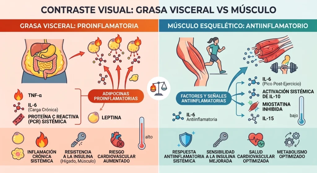 Grasa visceral y músculo